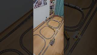 LEGO train extravaganza: 6-loop layout with freight and passenger precision!