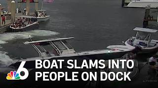 Boat slams into another, crashes into people standing on dock