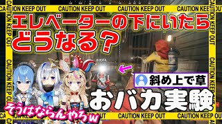 ⚠️【お馬鹿実験】エレベーターの下にいたらどうなるのっと【ホロライブ切り抜き/天音かなた/尾丸ポルカ/星街すいせい】