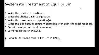 Systematic treatment of Equilibrium
