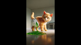 Kitten has a slime in her diaper?! 🙀 #cat #kitten #cute