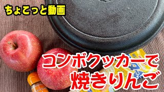 【アウトドアクッキング　コンボクッカーで焼きりんご】ダッヂオーブン（コンボクッカー）を使った、おやつに挑戦！/シナモンシュガー/見栄えはちょっと悪かった/美味しいおやつ/キャンプスイーツ/焼きりんご