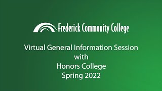 Admissions General Virtual Information Session with Honors College - Spring 2022