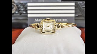 Vtg Gruen Precision 10K Gold Filled Winding Swiss Ladies Watch w/ Gold Tone Band