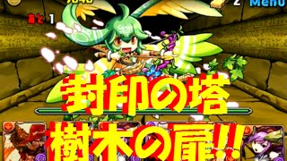 【パズドラ】封印の塔（リーダースキル無効） 樹木の扉に赤おでんｘ赤ソニアパで挑んでみた 【99】