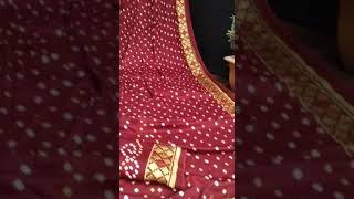 Pure Gaji Silk Bandhni Saree  #saree #gajisilk #bandhnisarees