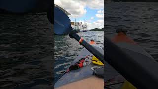 Kayaking next to boats at marina in Itiwit X500 kayak - Luxparken, Lilla Essingen, Stockholm