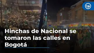 Hinchas de Nacional se tomaron las calles en Bogotá por la celebración de su estrella 18