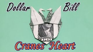 Awesome Dollar Bill Origami Heart with Two Cranes | DIY How to Fold $1 Money Origami Cranes Heart