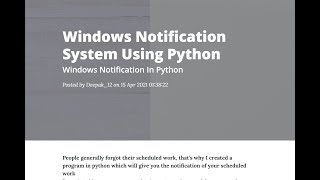 Get Windows Notification for your specific work in Python | Windows Notification system in python
