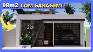 ✅Projeto de CASA TÉRREA para terreno 7x14 com GARAGEM (LINDA COM PLANTA BAIXA✅)