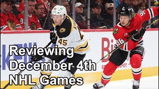 Reviewing December 4th NHL Games