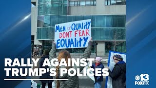 Crowds rally in Portland, Maine, against Trump's polices, executive orders