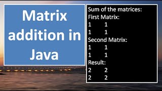 Matrix Addition Program in JAVA,#72