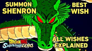 Dragon Ball Sparking Zero Summon Shenron All Wishes Explained and Best Wish