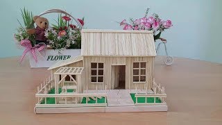 Making a miniature house with a beautiful garden with bamboo sticks