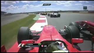 Felipe Massa onboard contact with Fernando Alonso British GP 2010