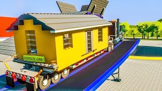 HEAVY TRUCK WITH HOUSE FALL IN GRINDER LEGO Brick Rigs |  Road Recklessness