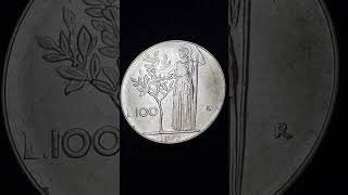 1977, 100 Lire, Minerva, Rare and Value Coin, Italy.