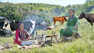 IRAN Nomadic Life and Cooking Lamb Stew with Rice, Baking Bread & Preparing Butter