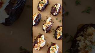 Goats cheese stuffed dates! #holidayfood #holidayrecipes #healthyrecipes #apetizer