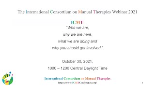 The International Consortium on Manual Therapies - Webinar 2021