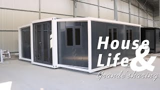 Dark Gray White Frame Expandable Container House Overall Display