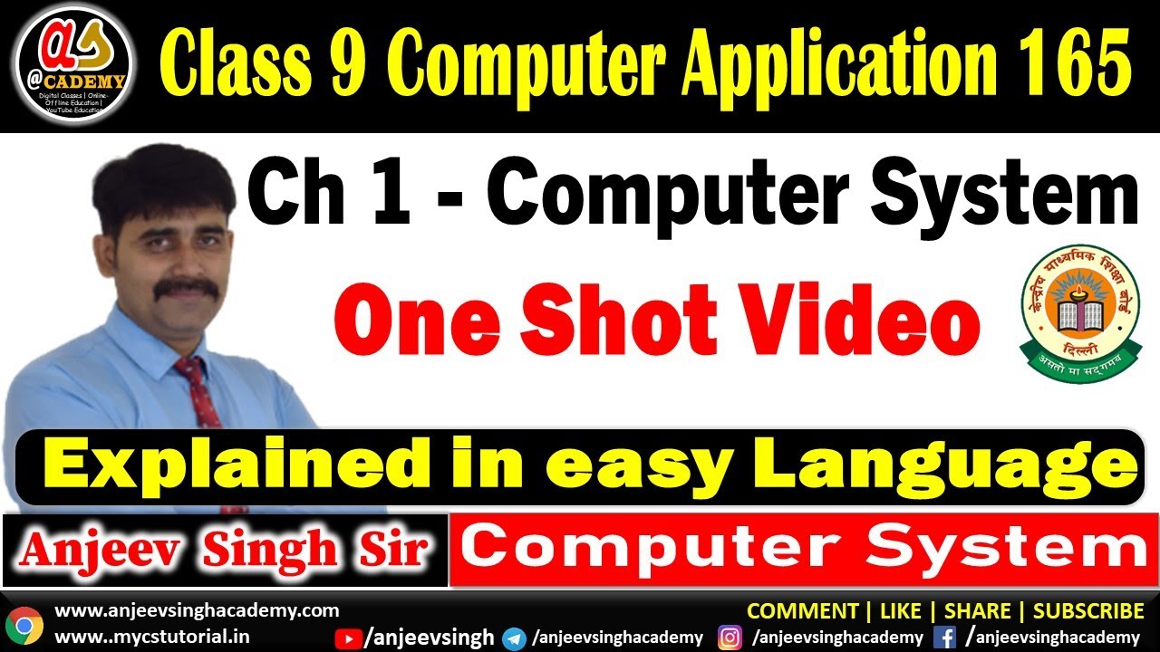Class 9 Ch 1 Computer System Computer Application 165 Youtube