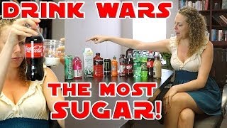 Shocking Sugar Amounts In Common Drinks! Food Battle, Nutrition \u0026 Diet Info Worst Beverages