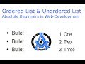 Ordered Lists and Unordered List Absolute Beginner Web Development Lesson 6
