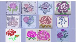 Rose Flower Dosuti Cross Stitch Graph Designs.ग्राफ की मदद से  गुलाब के फूल बनाने का आसान तरीका |