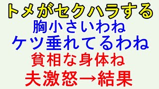 【スカッとする話】  トメの嫌味三昧　夫が激怒。 トメ｢あらー貧相な身体ーｗｗｗ｣ 夫｢黙れ！｣　　 →結果 スカッとするにゃん