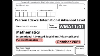 Edexcel IAL Maths - P1 - October 2021