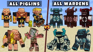 All Piglins vs All Wardens - Mutant & Titan Warden vs Mutant Titan Piglin Brute