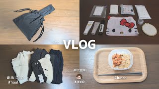 【主婦Vlog】地味好き40代のUNIQLO購入品👔/セリア/バッグとポーチの中身/無印良品/食事の記録🍽️