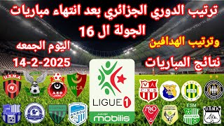 ترتيب الدوري الجزائري بعد انتهاء مباريات الجولة ال 16 اليوم الجمعه 26-5-2025 وترتيب الهدافين