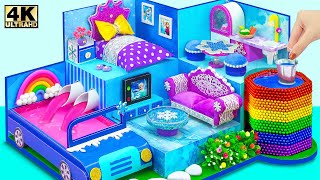 Make Miniature Frozen House has Swiming Pool Car and Rainbow Well for Pet ❄️ DIY Miniature House