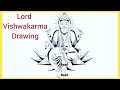 Lord Vishwakarma drawing outline || Made by Monika ||