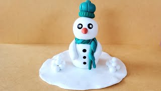 Snowman with polymer clay | Making snowman with polymer clay | Polymer clay tutorial | clay art |