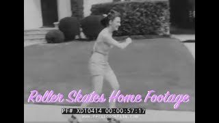 1940s GAG HOME MOVIE FOOTAGE    ROLLER SKATING IN A SWIMSUIT & ICE SCULPTOR   XD10414