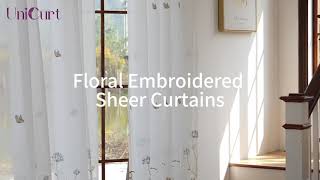 Sunny Floral Embroidered Sheer Curtains