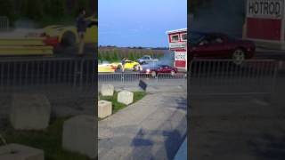 Drunk corvette driver at drag strip