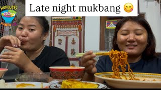 লেটনাইট কোরিয়ান ফুড MUKBANG😋🥘 #tibetanvloger #tibetanyoutuber #mundgod #mukbang #asmrsounds