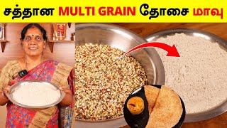 ஆரோக்கியமான Multi Grain தோசை மாவு செய்முறை | Healthy Multi Grain Dosa Batter | Foodie Tamizha