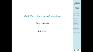 LECTURE 6: Linear transforms