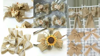 Most easiest and beautiful natural rustic jute burlap sash bows for decorations