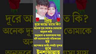 প্রিয় বউ দূরে আছো তাতে কি? অনেক দূর থেকেও তোমাকে অনুভব করি অনুভবে ও ভালোবাসা যায়যদি ভালোবাসাটা