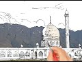 hazratbal shrine drawing srinagar sacred art islamic architecture sketch