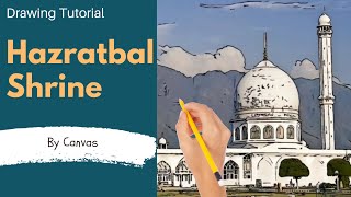 Hazratbal Shrine Drawing | Srinagar Sacred Art | Islamic Architecture Sketch