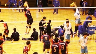 清風高校・東山高校スパイク練習　2019近畿私学バレーボール大会男子決勝